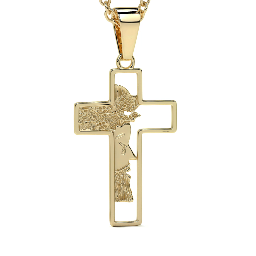 Collar de Cruz de Oro 10K con Rostro de Cristo