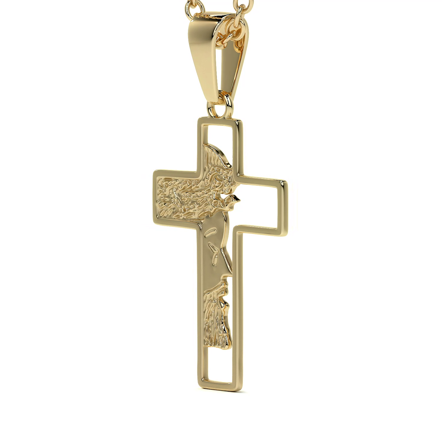 Dije de Cruz de Oro 10K con Rostro de Cristo – Elegancia y Fe para Hombre
