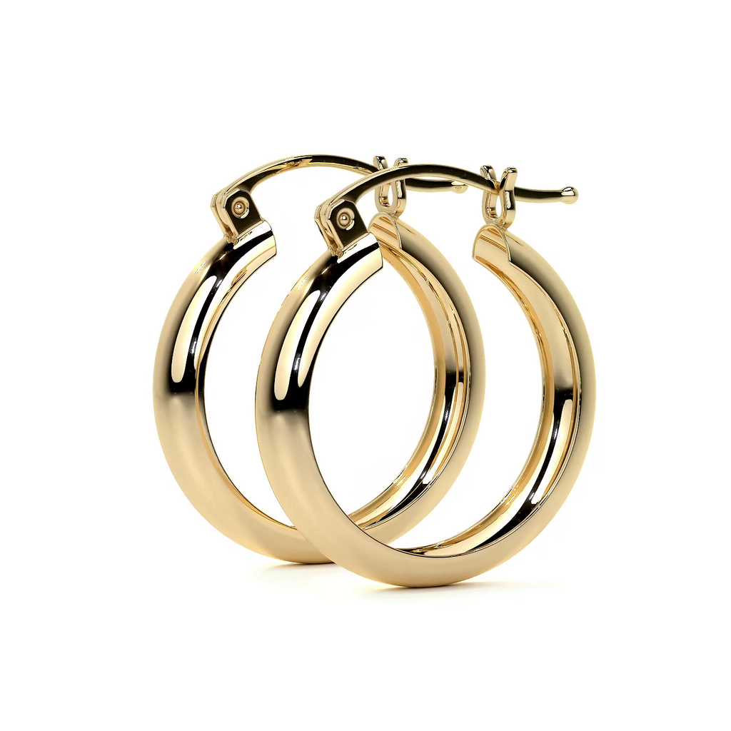 Arracada Bangle De Oro De 14k Lisa De 4mm de Ancho