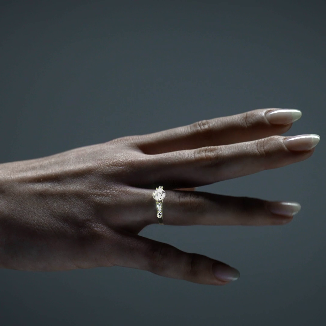 Anillo De Compromiso De Oro 10k Con Piedras Zirconia
