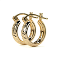 Arracada Diamantada Bangle De Oro 10k Estilo Panal, 4mm de Ancho