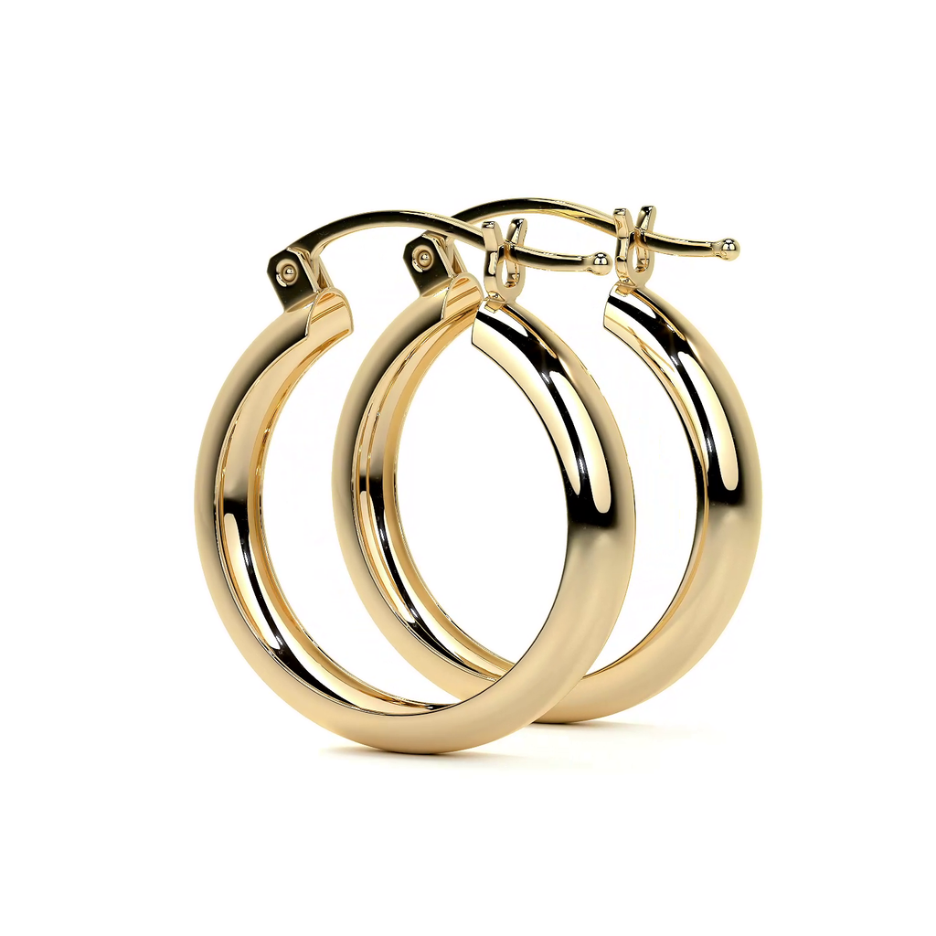 Arracada Bangle De Oro De 14k Lisa De 4mm de Ancho