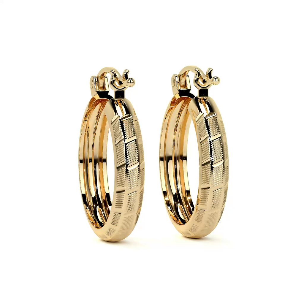 Arracada Bangle De Oro 10k Diamantado Diagonal