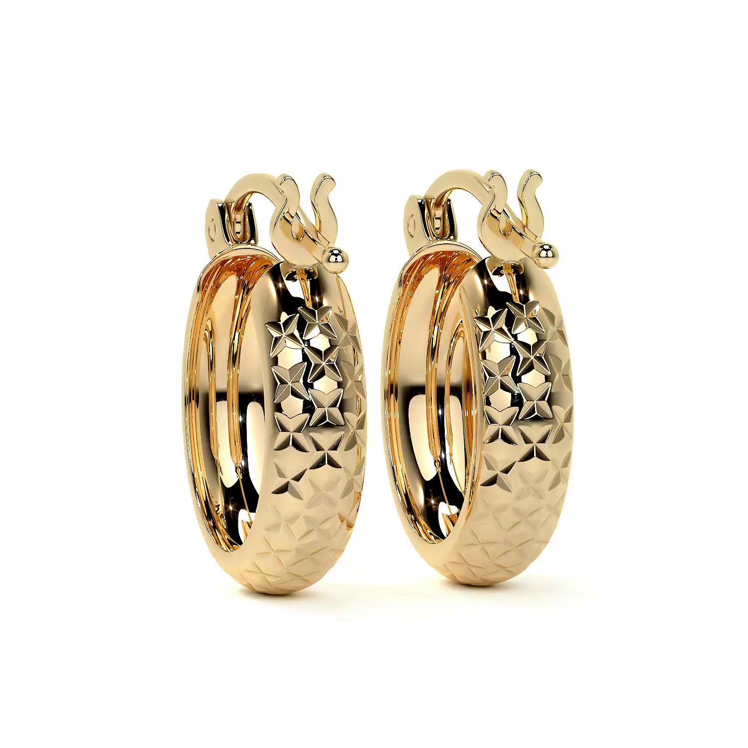 Arracada Diamantada Bangle De Oro 10k Estilo Panal, 4mm de Ancho