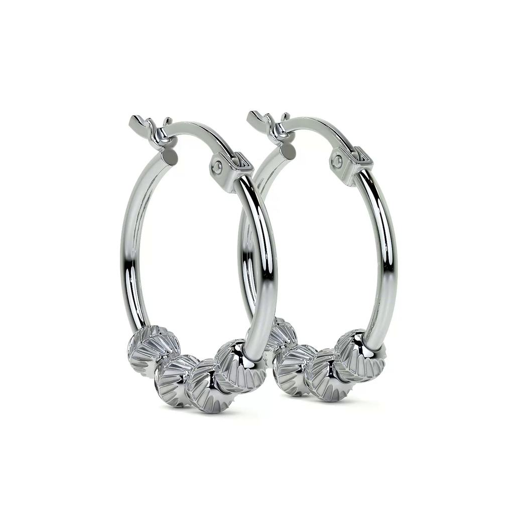 Arete De Plata Ley 925 Para Mujer Con Bola Diamantada