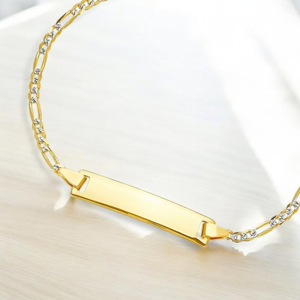 Pulsera Esclava Italiana Figaro Pave Pulso 14k 2.6mm 16cm