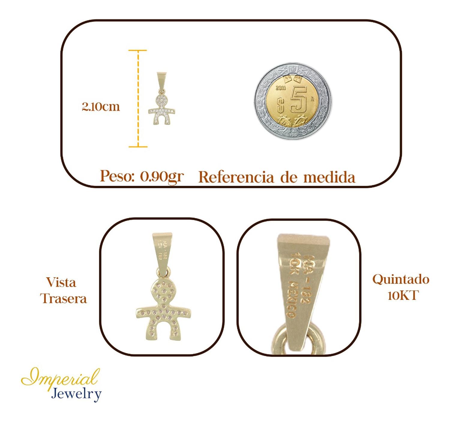 Dije En Figura De Niño Con Zirconia En Oro De 10k 1.0 Grm