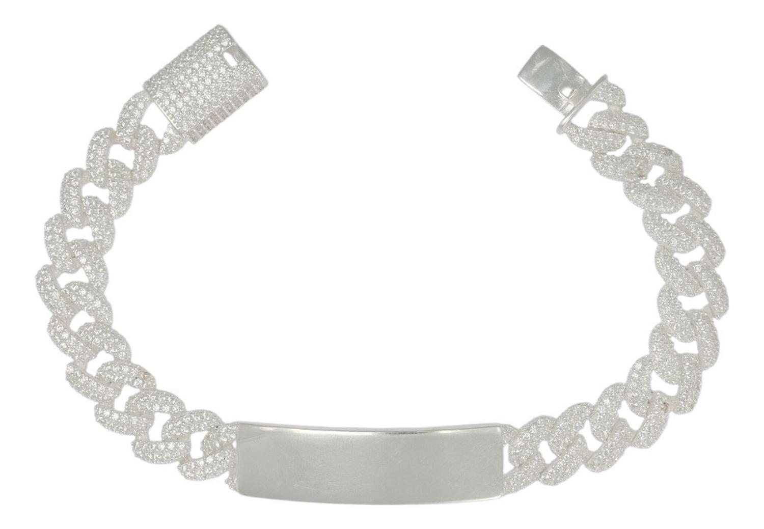 Esclava Turca De Plata 925 Barbada Con Zirconia De 19.5 Cm