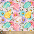 1/2 metro de Tela de algodón Huevos de Pascua sobre flores primaverales **Llega el 19 nov**