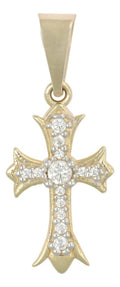 Dije En Figura De Cruz De Zirconias En Oro 10k 1.30 Gr