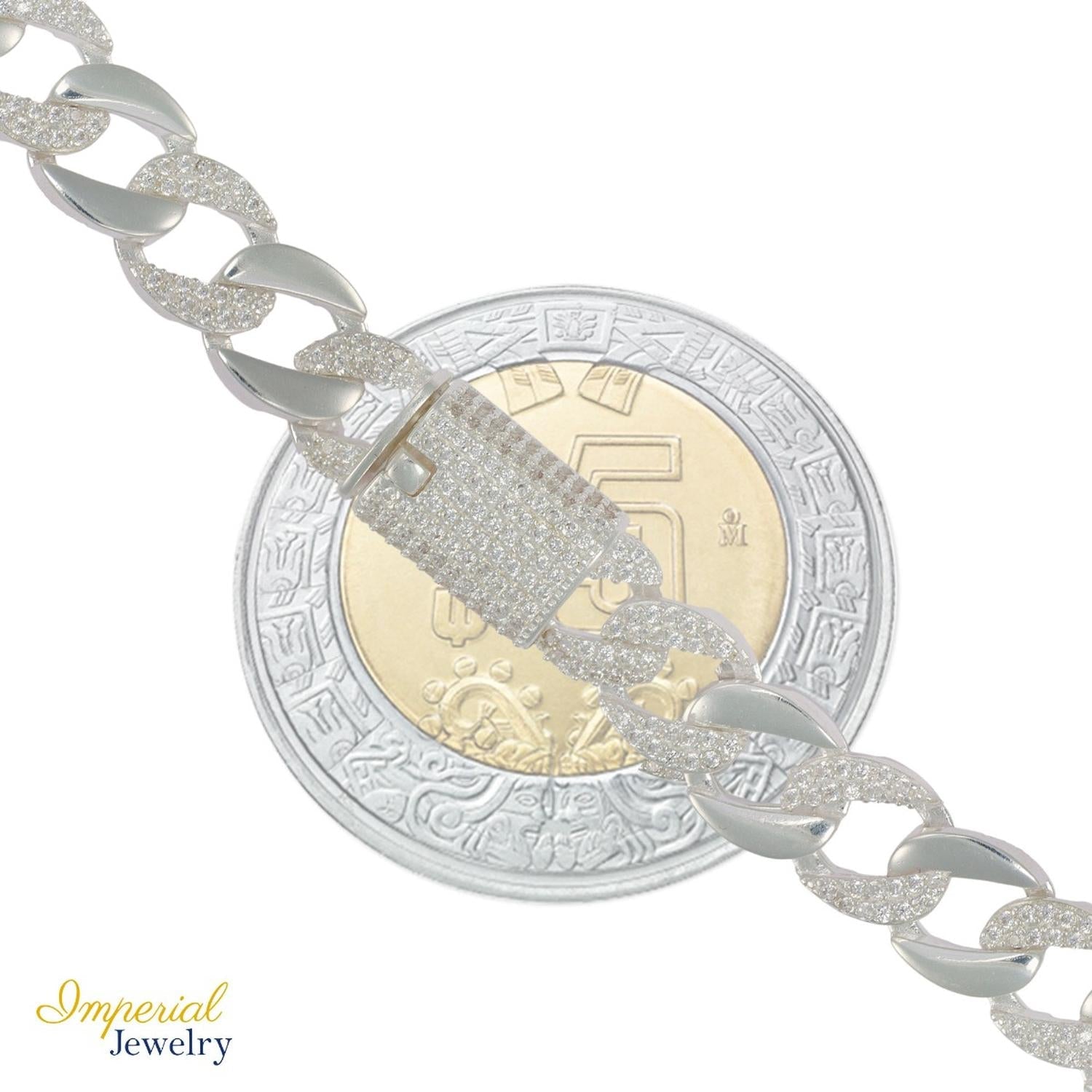 Pulsera Turca De Plata 925 Barbada Con Zirconia De 20 Cm