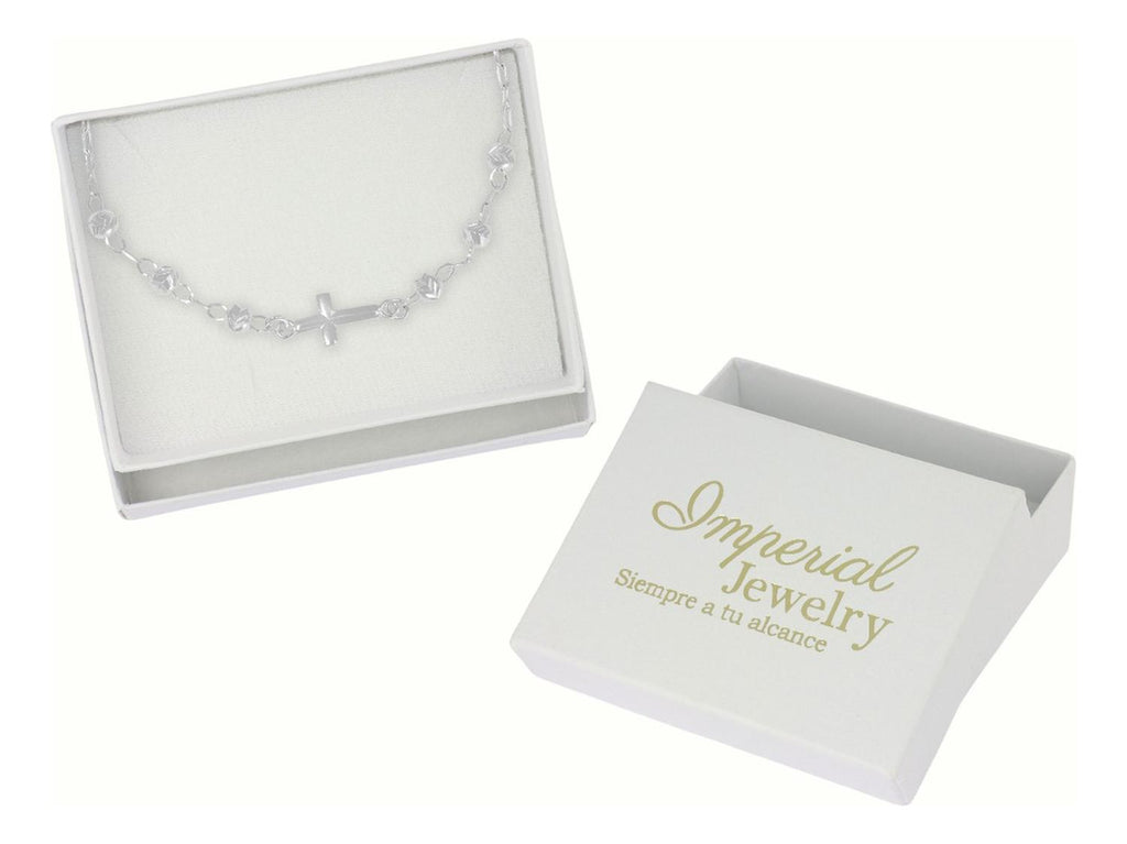 Pulsera De Plata 925 Con Cruz Y Bola Diamantada 18 Cm