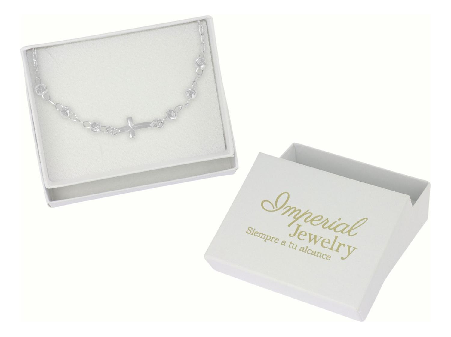 Pulsera De Plata 925 Con Cruz Y Bola Diamantada 18 Cm