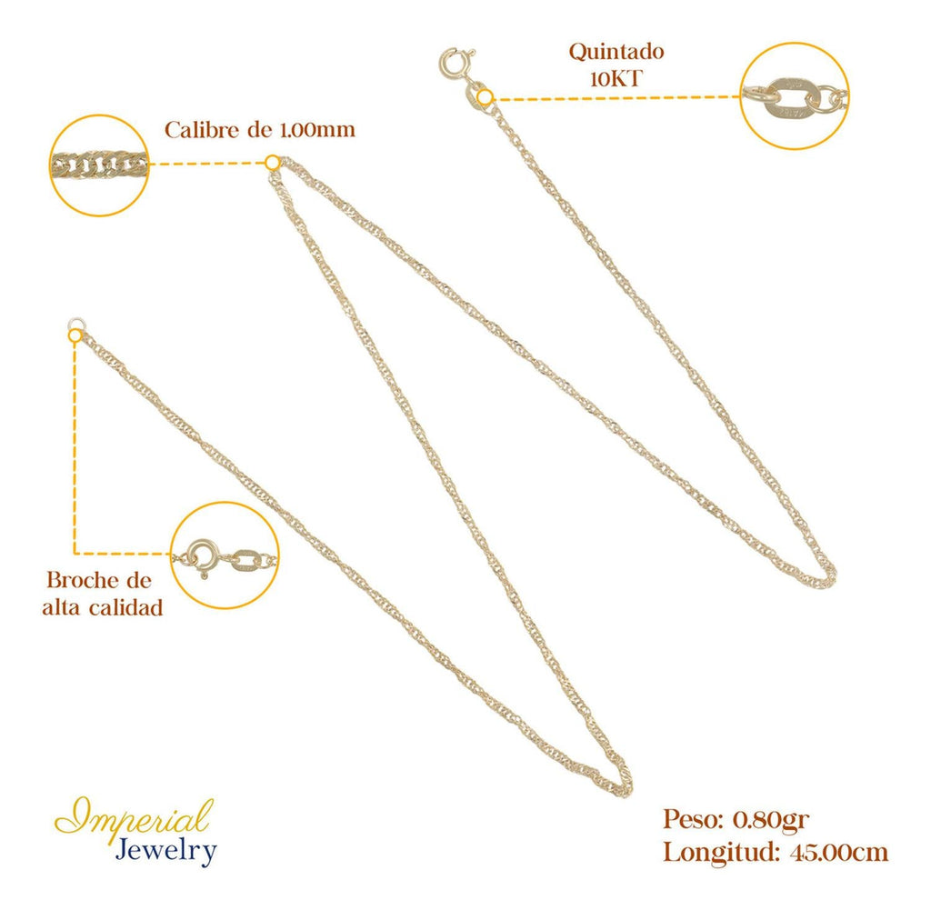 Cadena Singapur Oro 10k 45cm 2mm .7gr Italiano