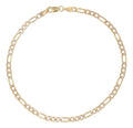 Pulsera Italiana Figaro Pave De 10 Quilates 3.6mm, 18.5 Cm