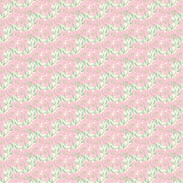 1/2 metro de Flores rosas Primavera Juguetona Devonstone