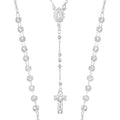 Rosario De Plata Ley 925 Con Bola Diamantada De 45 Cm