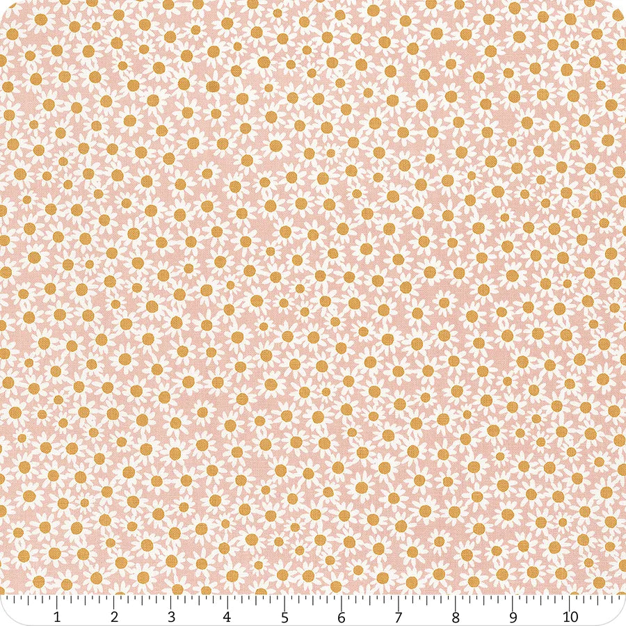 1/2 metro Mini Margaritas blancas sobre rosa Encantos Florales Riley Blake