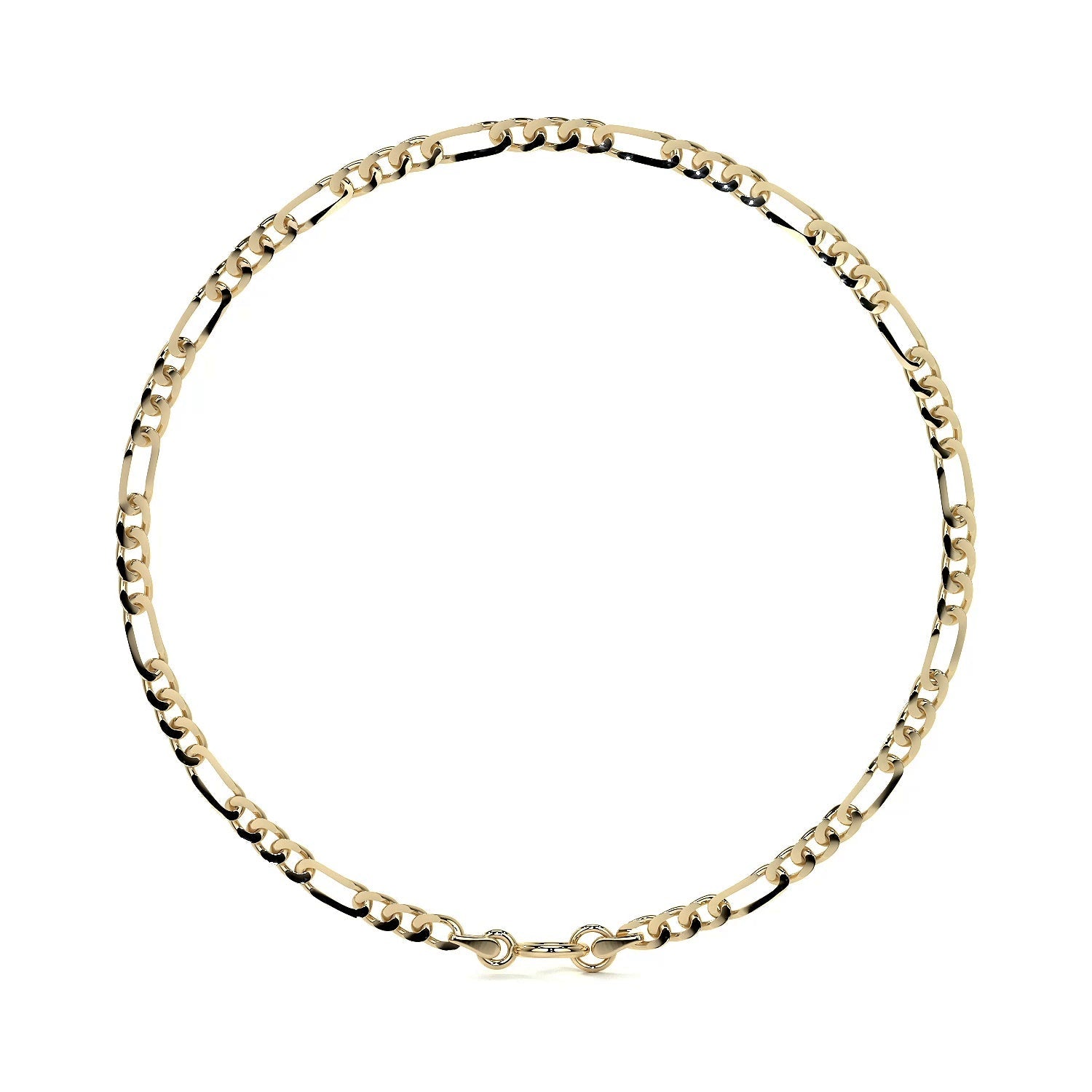 Pulsera Italiana Figaro 3x1 Hueca Calibre 2.6 mm