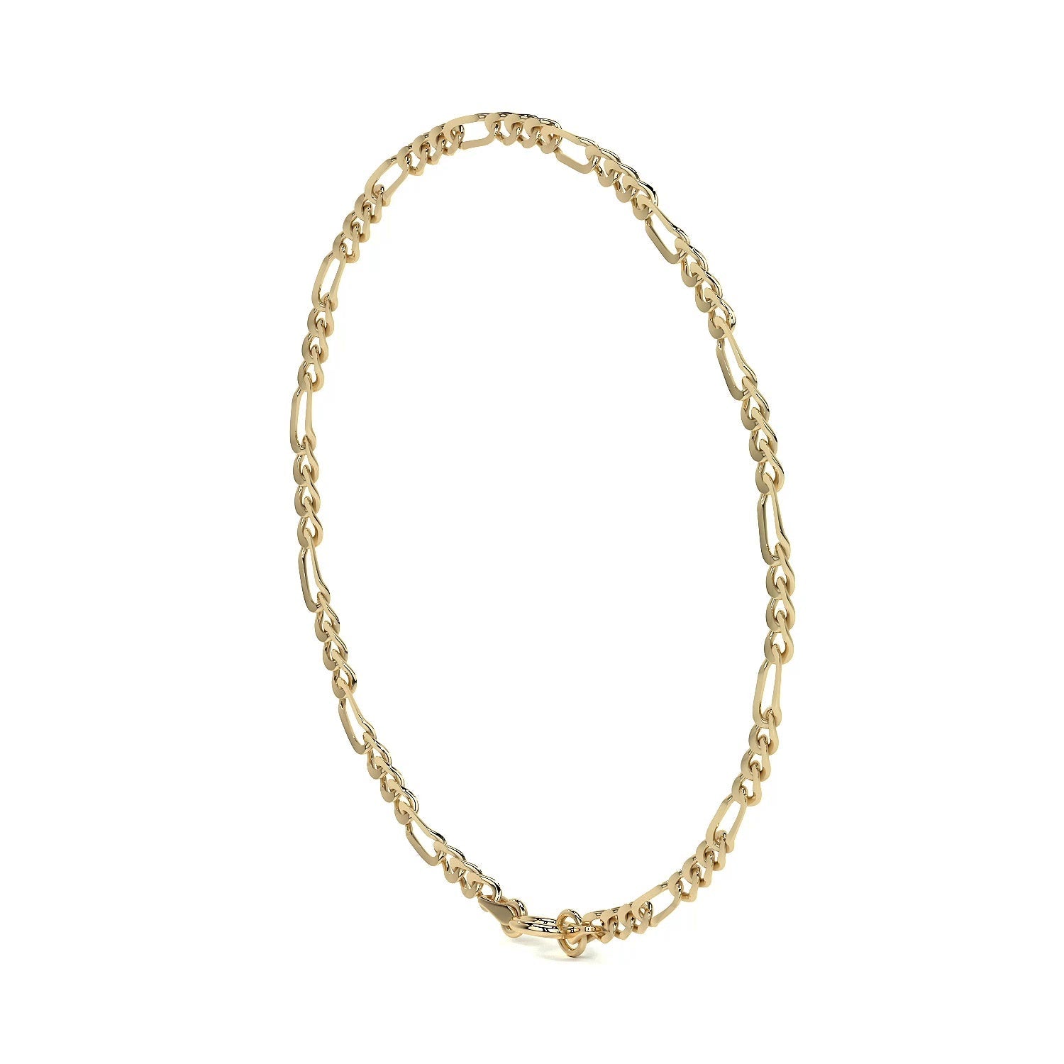 Pulsera Italiana Figaro 3x1 Hueca Calibre 2.6 mm