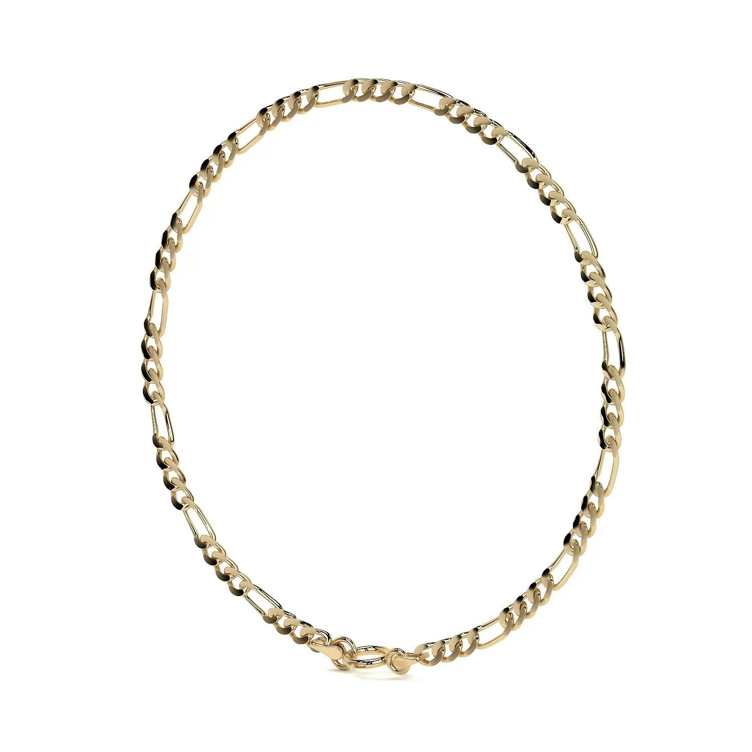 Pulsera Italiana Figaro 3x1 Hueca Calibre 2.6 mm
