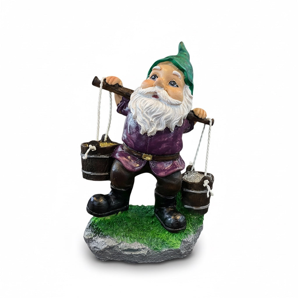 Gnomo Cubetas Figura De Resina De 20 Cm De Altura