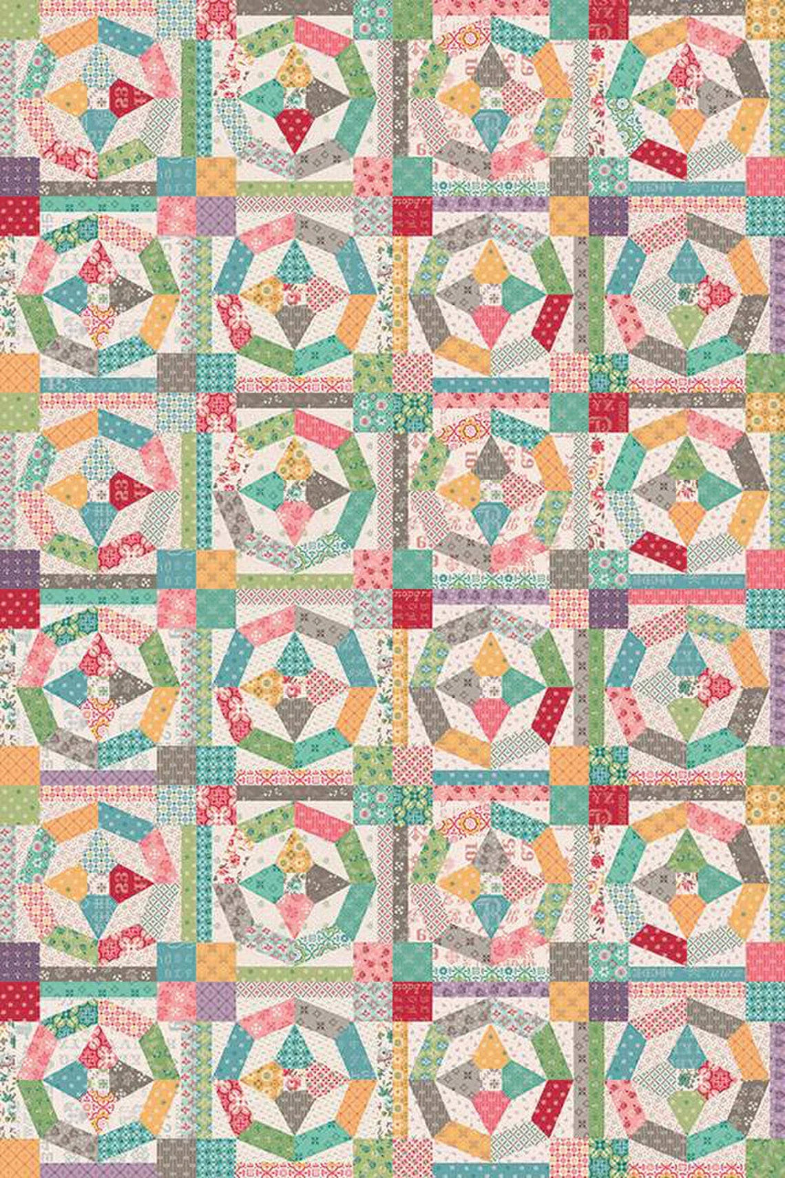 1/2 metro de Loneta de Círculos de Patchwork Retazos y Abundancia Lori Holt 150 cm - Llega el 31 de octubre