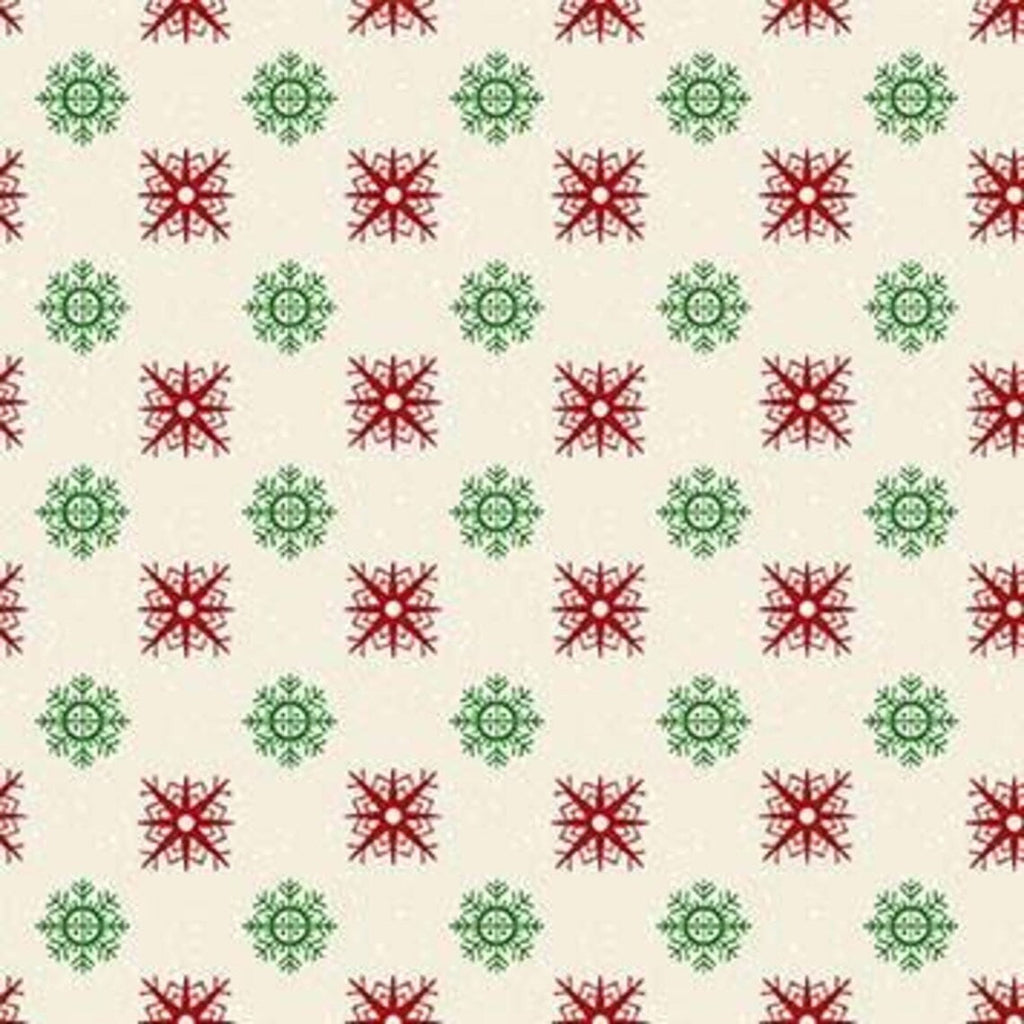 1/2 metro de Tela Navideña Holly Jolly - Copos de Nieve Multicolor - Diseño Festivo Invernal - 110 cm Ancho