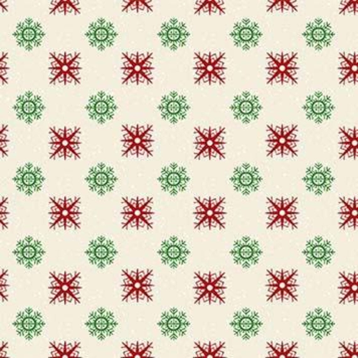 1/2 metro de Tela Navideña Holly Jolly - Copos de Nieve Multicolor - Diseño Festivo Invernal - 110 cm Ancho