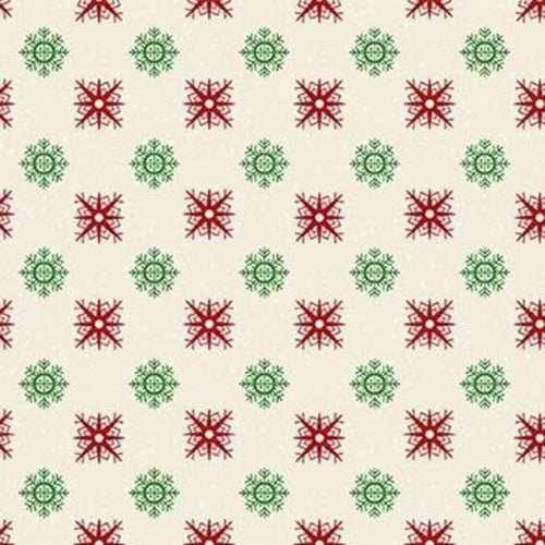1/2 metro de Tela Navideña Holly Jolly - Copos de Nieve Multicolor - Diseño Festivo Invernal - 110 cm Ancho