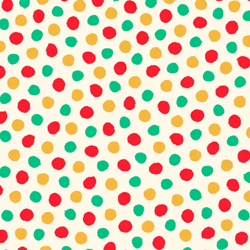 1/2 metro de Tela de algodón Puntitos de Colores verde, amarillo y rojo QT