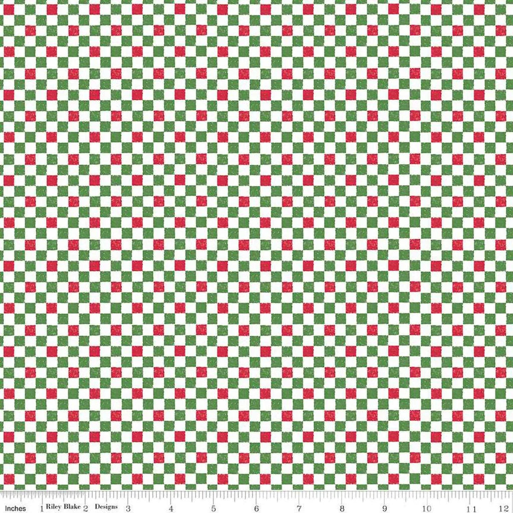 1/2 metro Mini Cuadritos Navideños rojo, blanco y verde
