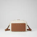 Crossbody Tommy Hilfiger Mujer | Monograma TH Crema y Café con Herrajes Dorados