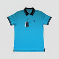 Polo Psycho Bunny Caballero | Azul Turquesa con Cuello Negro | Talla S