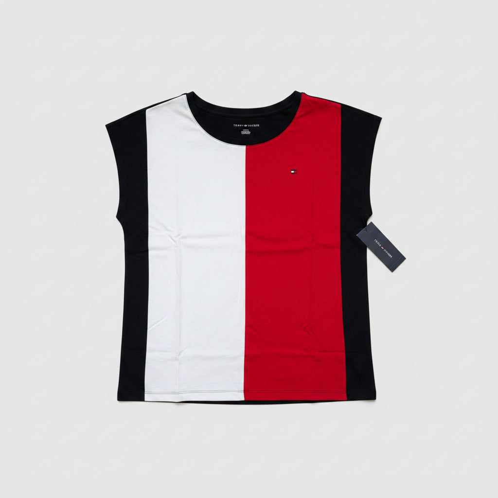 Blusa Tommy Hilfiger Mujer | Sin Mangas Tricolor Blanco, Rojo y Negro | Talla S