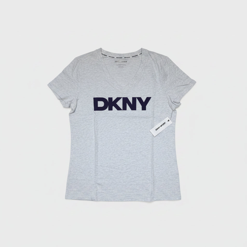 Playera DKNY Sport Mujer | Gris Jaspeado con Logo DKNY | Talla L
