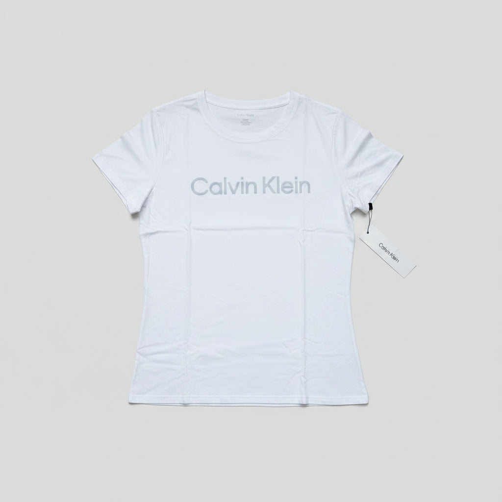 Playera Calvin Klein Mujer | Blanca con Logo Tonal | Talla L