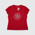 Playera Guess Mujer | Roja con Diseño Copo en Pedrería | Talla L