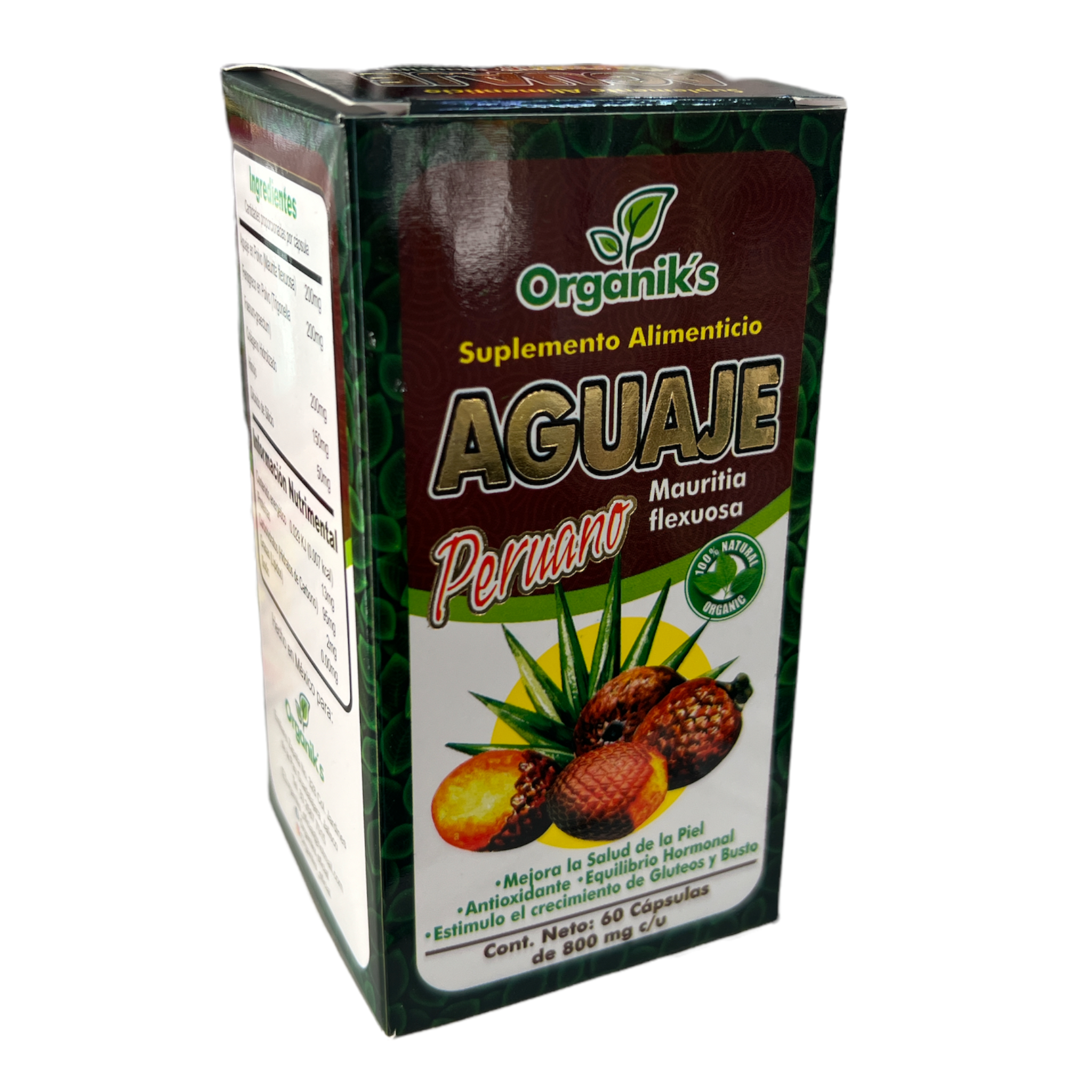 CAP AGUAJE PERUANO C/ 60 ORGANIKS