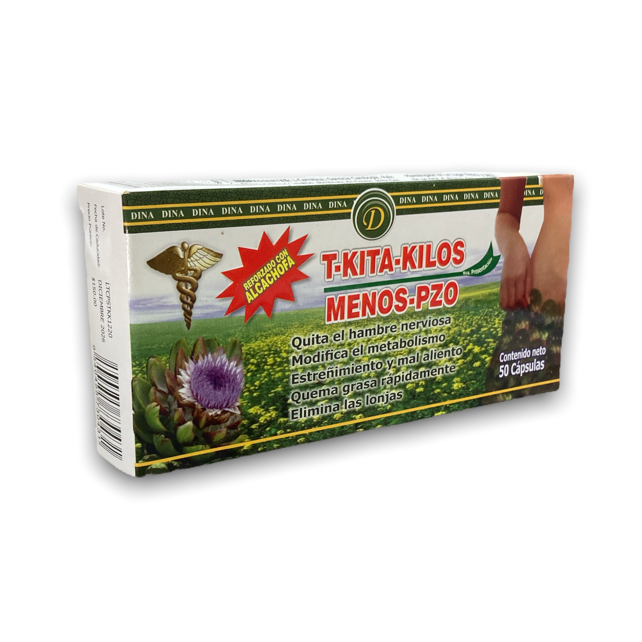 CAP T-KITA KILOS MENOS-PZO C/50 DINA