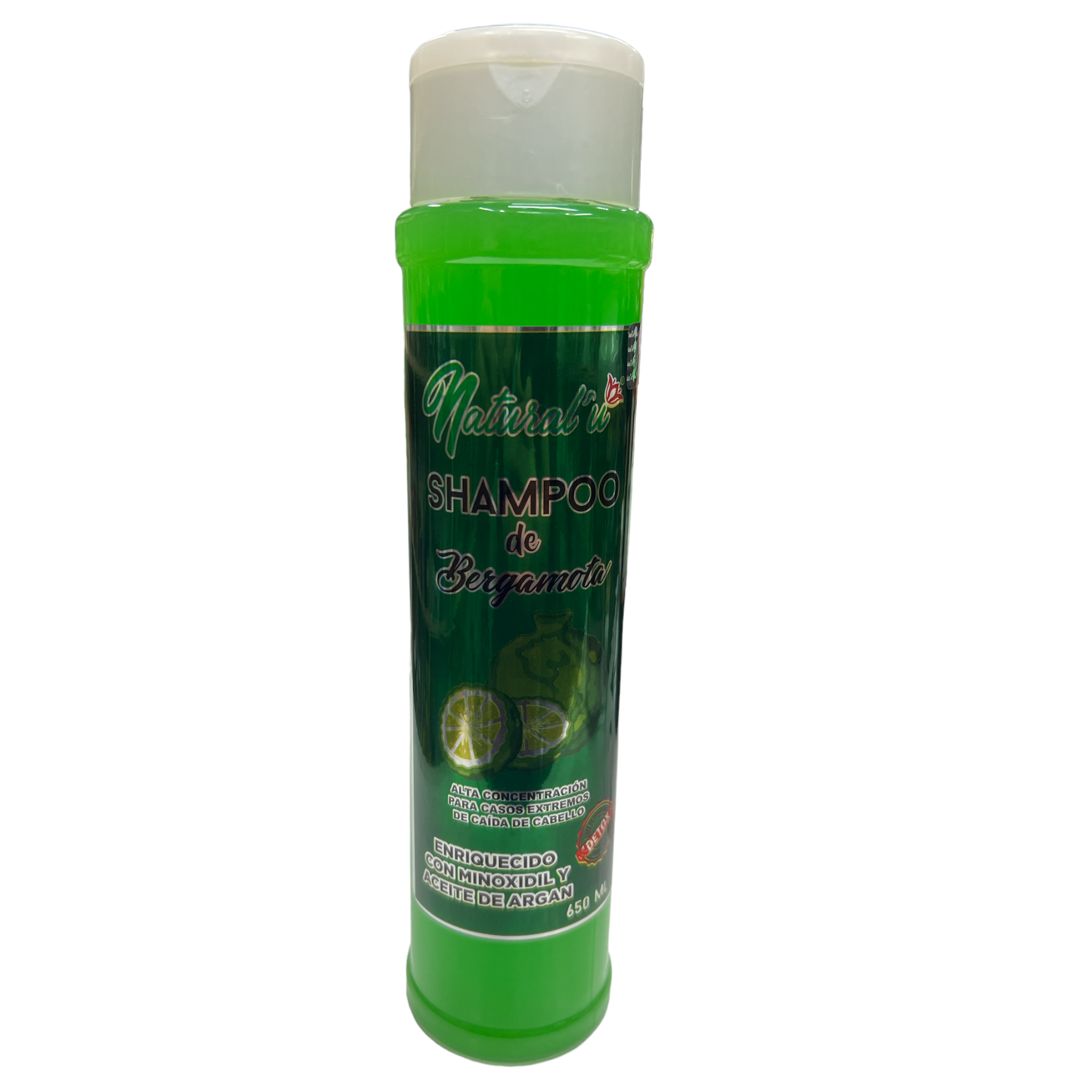 SHAMPOO DE BERGAMOTA ENRIQUECIDO C/ MINOXIDIL Y ACE ARGAN C/ 650 ML NATURALU