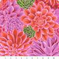 1/2 metro de Tela de Suculentas Rosa y Naranja Drama de Kafe Fassett