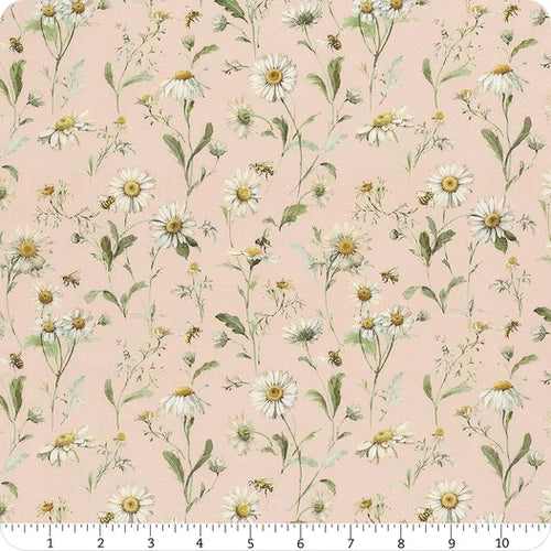 1/2 metro Flores y Abejas sobre rosa rubor Quiéreme Más Riley Blake