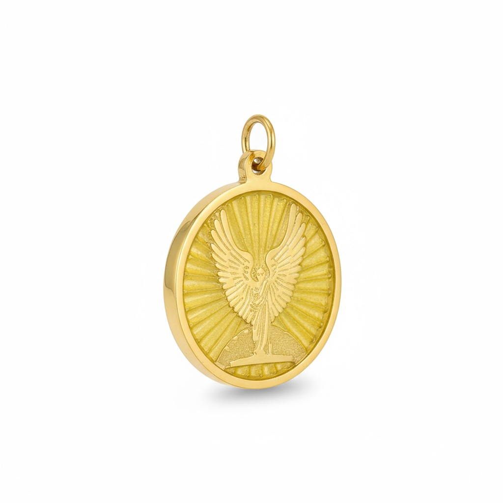 Metatron Dije Troquelado, Encapsulado Baño Dorado 3 Cm Diame