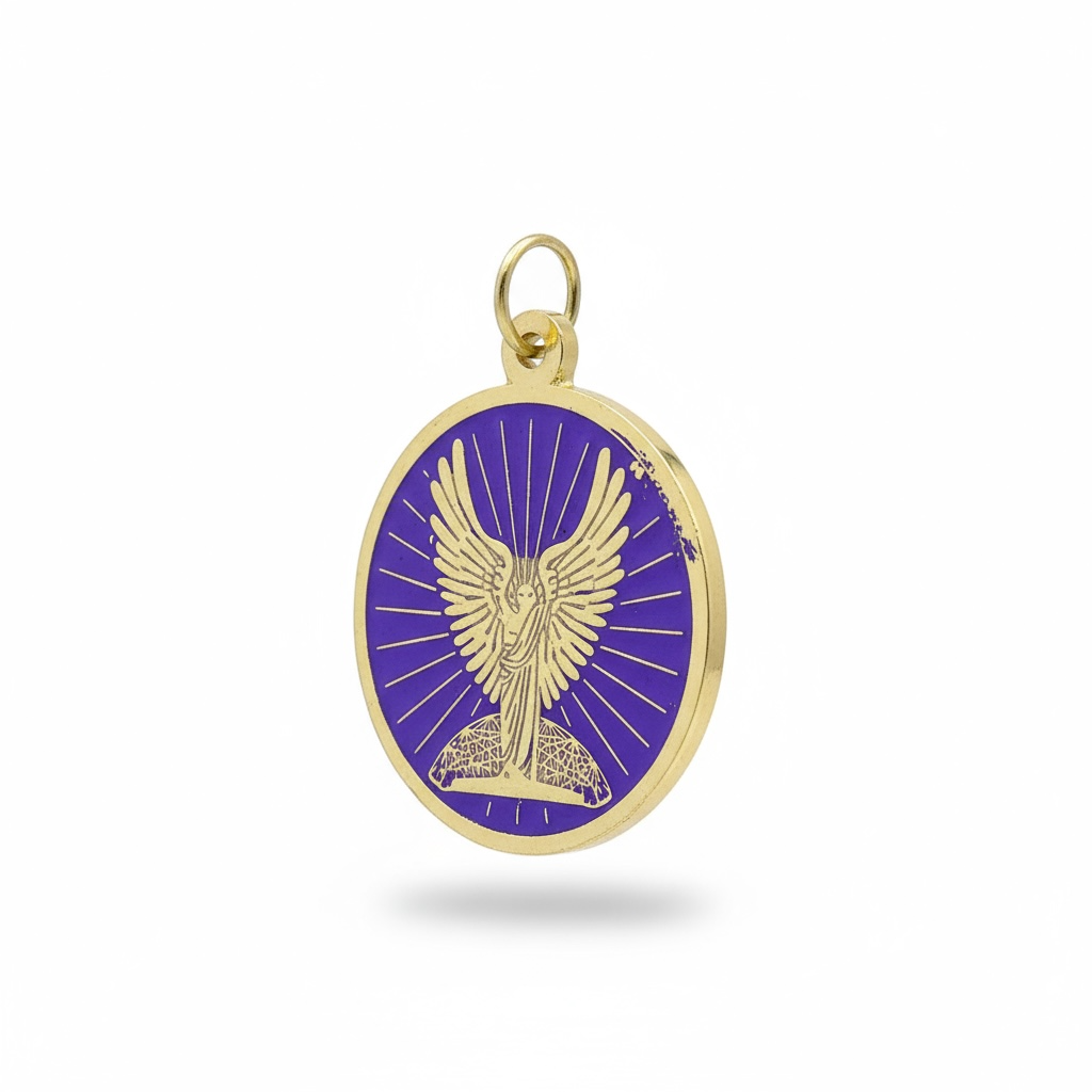 Metatron Dije Troquelado, Encapsulado Baño Dorado 3 Cm Diame