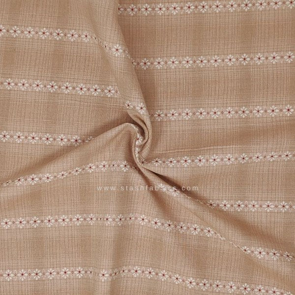 1/2 metro Nikko Floral rosa beige Japonés Homespun