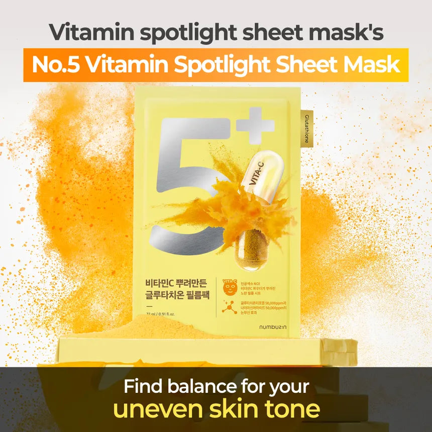Numbuzin - No.5+ Glutathione Vitamin Concentrated Mask | Mascarilla 1 pza