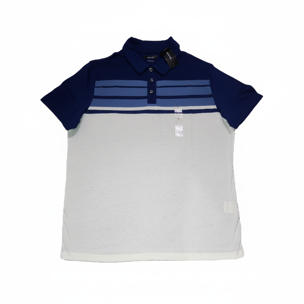 Playera Polo Alfani Bicolor Navy Blanco Fondo Blanco