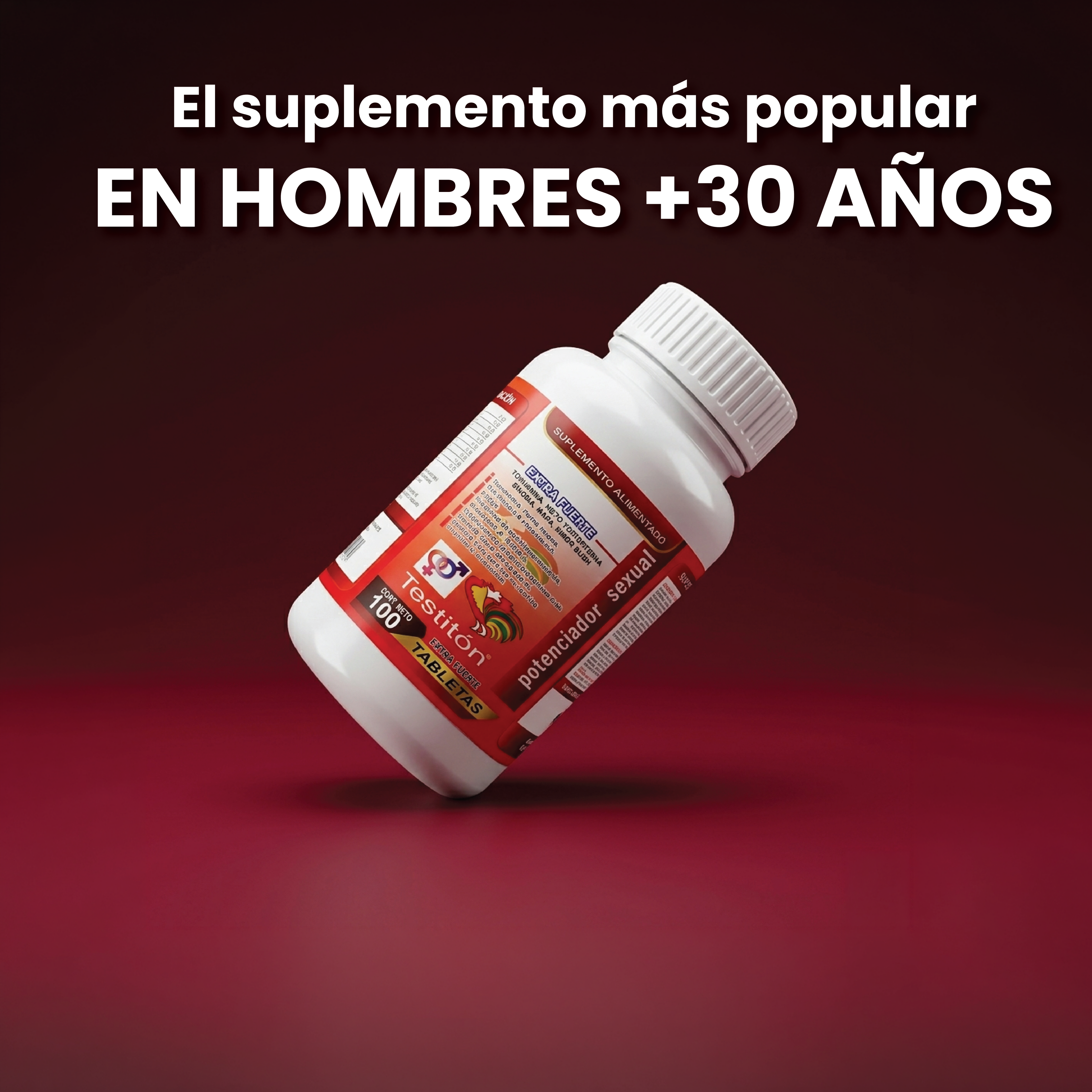 Testitón Extra Fuerte 100 tabletas con Maca, Ginseng y Ginkgo