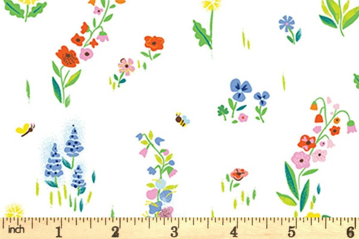 1/2 metro Flores de Picnic sobre blanco El Bosque de los 100 Acres Winnie Pooh y sus Amigos